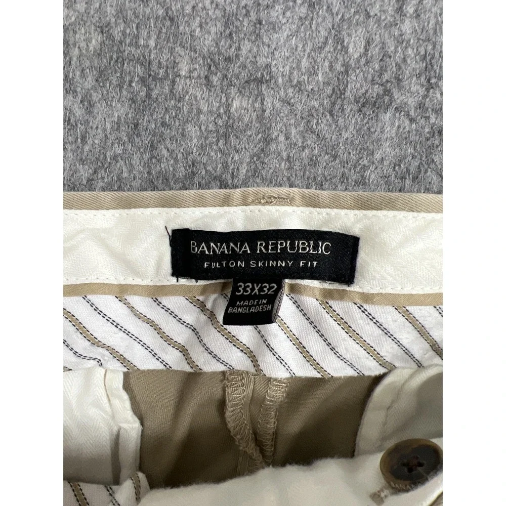 Banana Republic Pants Mens 33x32 Beige Rapid Movement Chino Fulton Skinny 33x30*